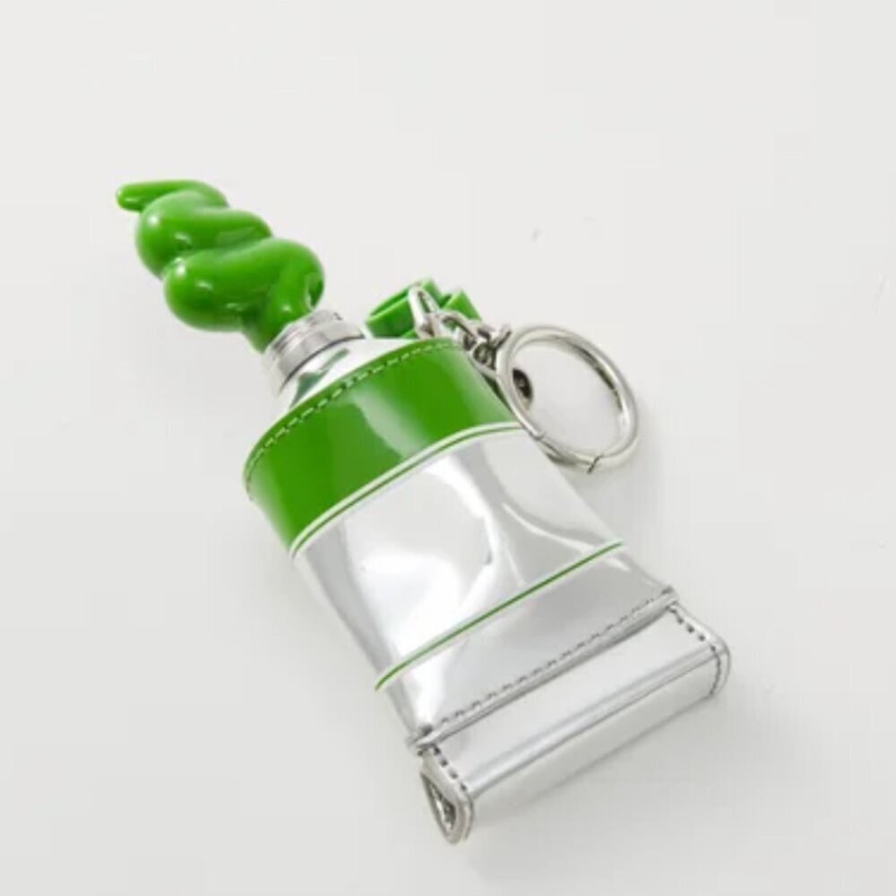 Kate Spade Squeeze Paint Tube Bag Charm Key Fob Key Chain Artist Green Silver - Picture 4 of 5